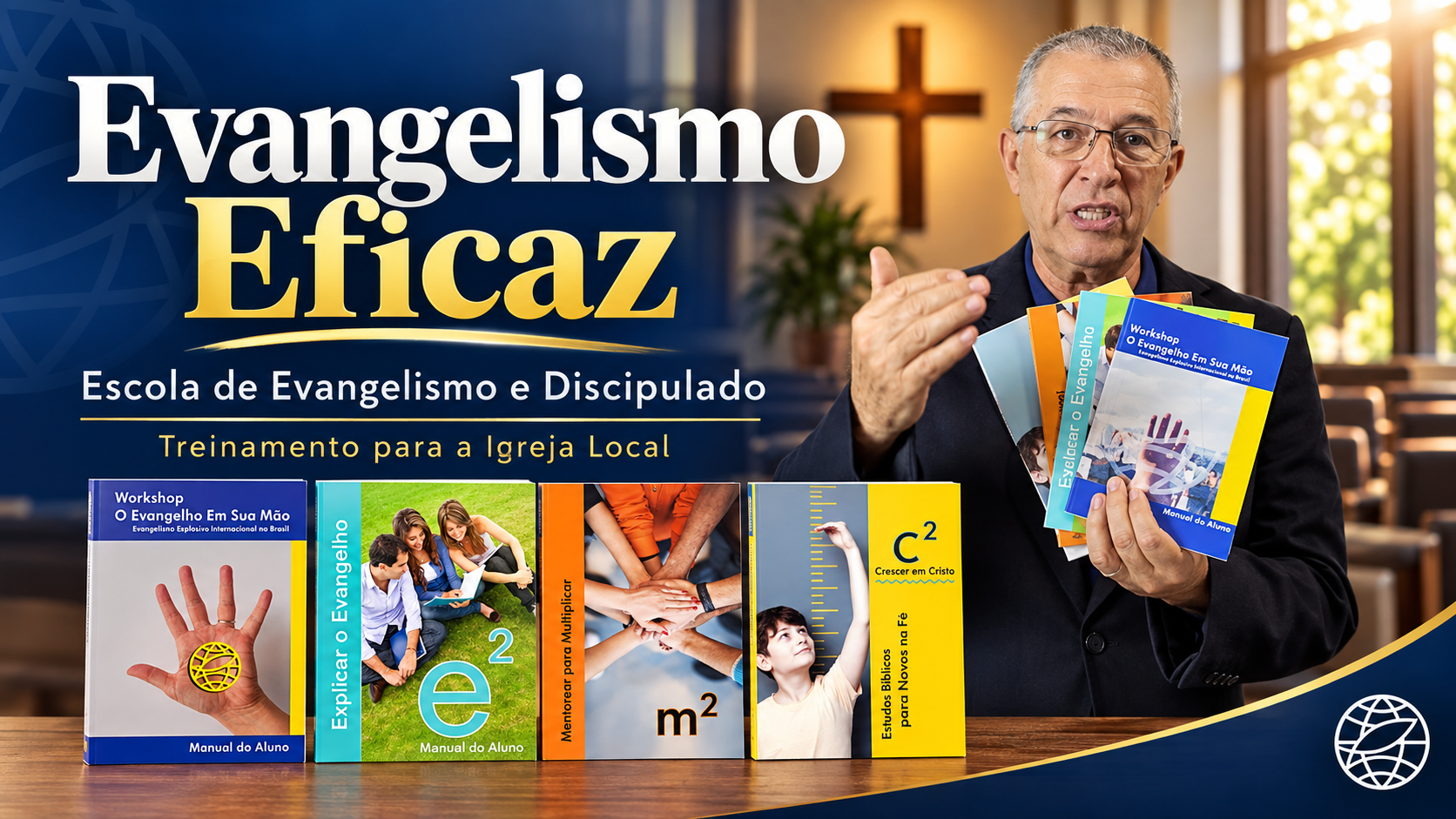 Equipe de uma igreja em treinamento de evangelismo, reunida para oração e prática